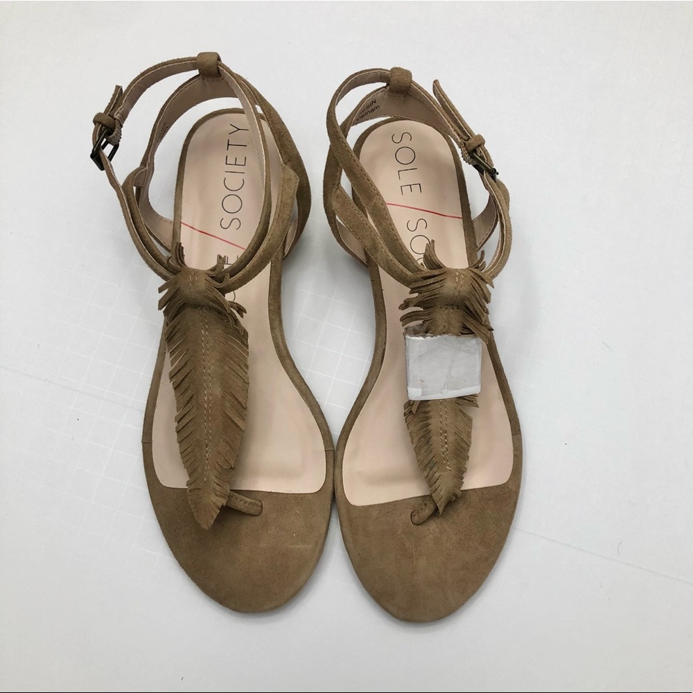 Sole Society Mara T Strap Flat Sandals Size 6